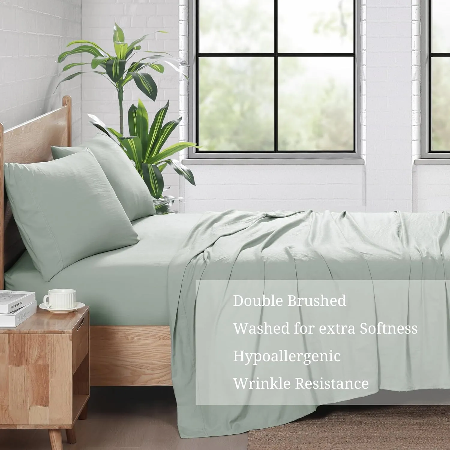 Casa Platino Split King Size Bedding Set, Pre-Washed Ultra Soft Split King Size Bed Sheet with Deep Pockets - Mineral Brushed Microfiber