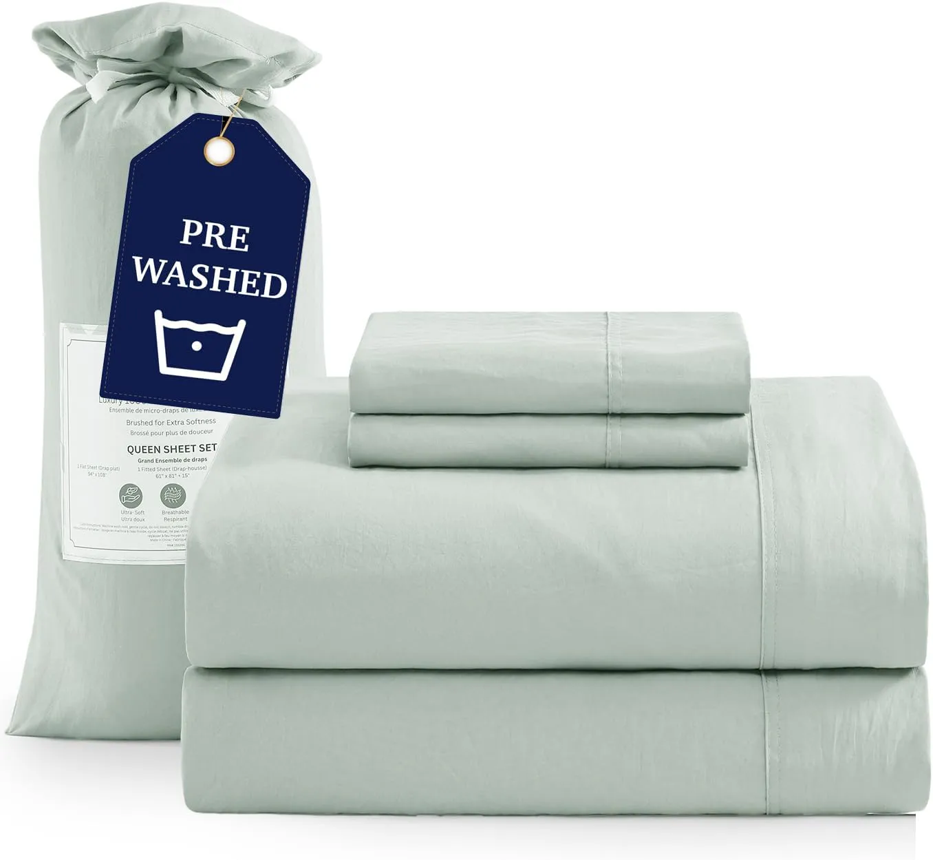 Casa Platino Split King Size Bedding Set, Pre-Washed Ultra Soft Split King Size Bed Sheet with Deep Pockets - Mineral Brushed Microfiber