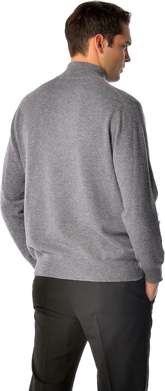 Cashmere Boutique 100% Pure Cashmere Half Zip Sweater for Men –Pullover, Long Sleeve, Soft and Warm Quarter Zip Sweater