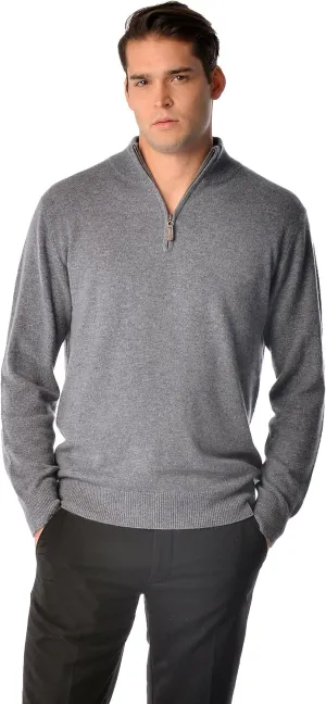 Cashmere Boutique 100% Pure Cashmere Half Zip Sweater for Men –Pullover, Long Sleeve, Soft and Warm Quarter Zip Sweater