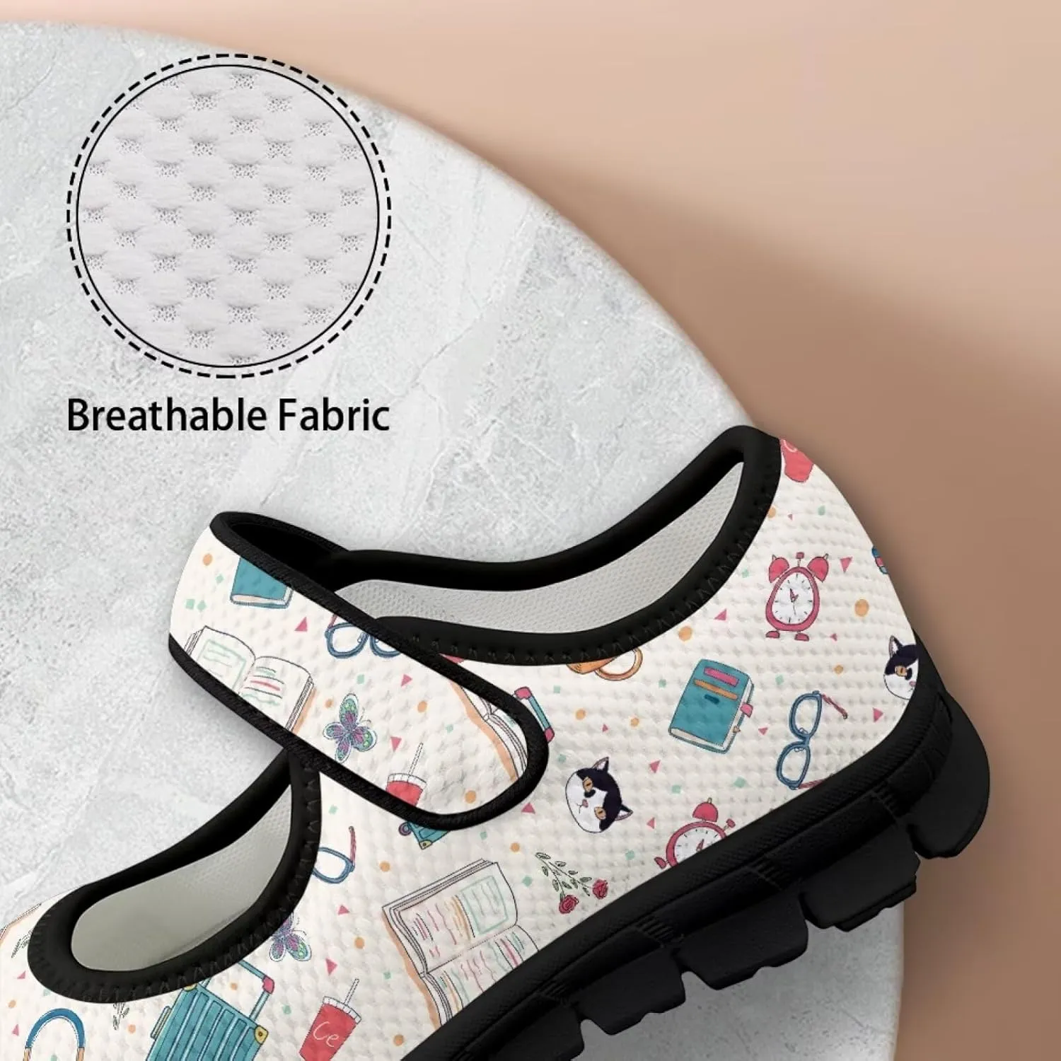 Casual Sneakers for Women Breathable Lightweight Mary Jane Shoes Non Slip Fashion Outdoor Tennis Work Flats