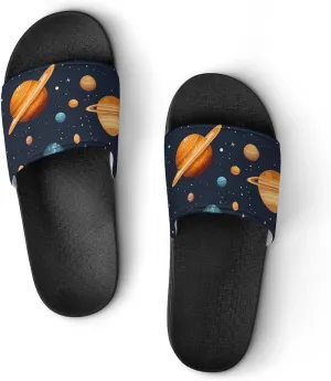 Celestial Planets Women's House Sandals Non Slide Bathroom Beach Slippers for Men