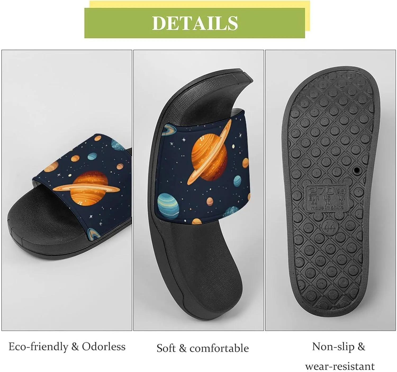 Celestial Planets Women's House Sandals Non Slide Bathroom Beach Slippers for Men