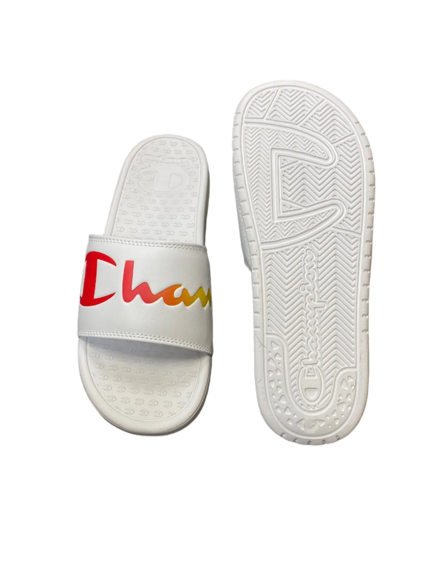 Champion Womens Super Slide Split Script - White/Rinbow