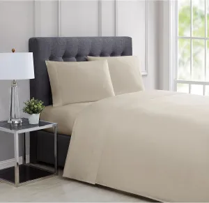 Charisma 310 Thread Count Cotton Solid Almond Milk Queen Sheet Set