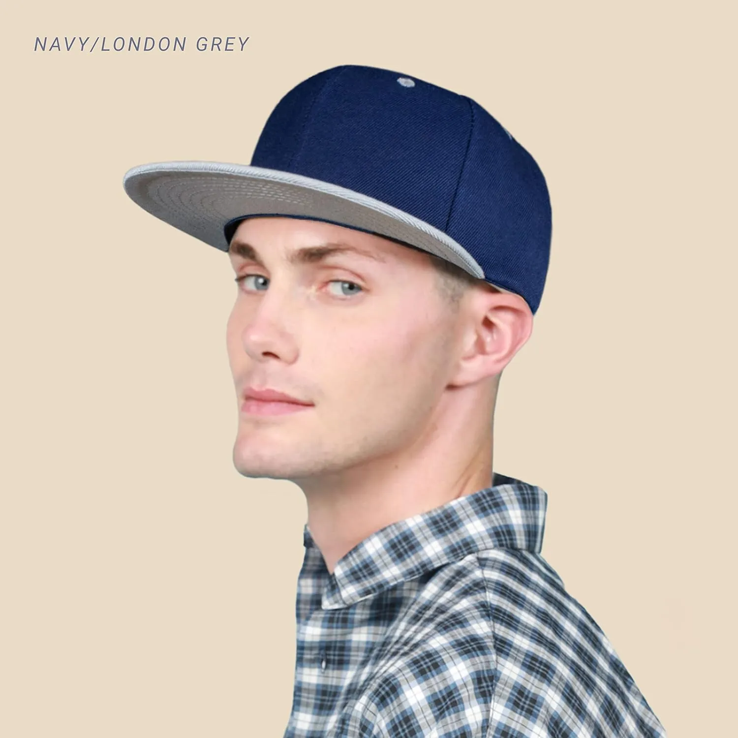 CHOK.LIDS Flat Bill Visor Classic Snapback Hat Blank Adjustable Brim High Top End Trendy Color Style Plain Tone Baseball Cap