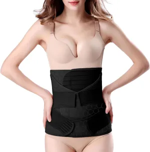 ChongErfei 3 in 1 Postpartum Belly Wrap - Recovery Belly/Waist/Pelvis Belt Black Postpartum Belly Band,Black L/One Size