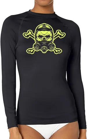 CHOO Women's Pirate Skull Uv-Protected Sports Fitted Shirt Skin Tee for Fishing, Large