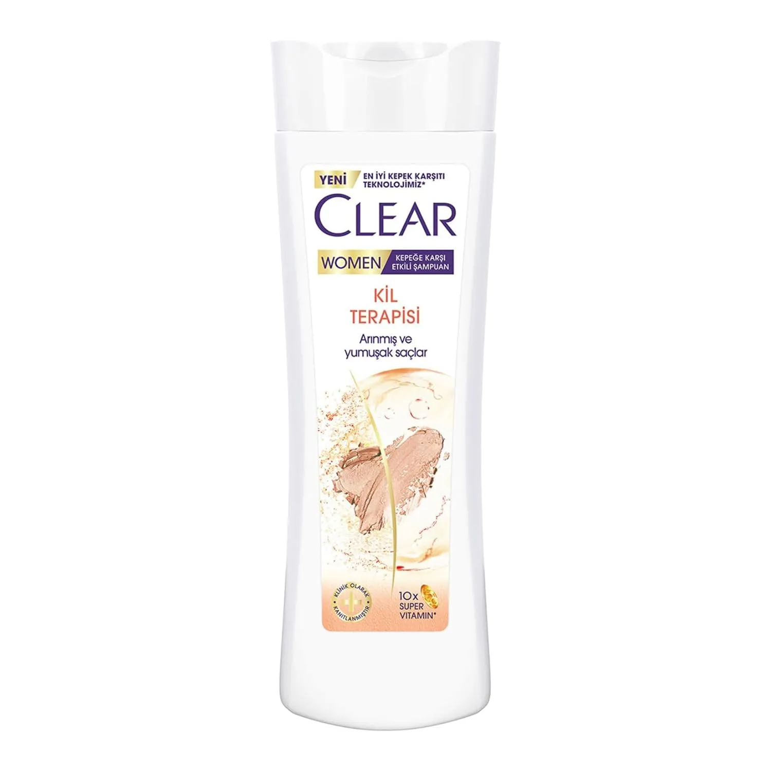 Clear Women Anti-Dandruff Shampoo – Clay Therapy for Purified & Soft Hair, 3ZeroTech   B3 & Amino Acids, 350ml / 11.8 fl oz