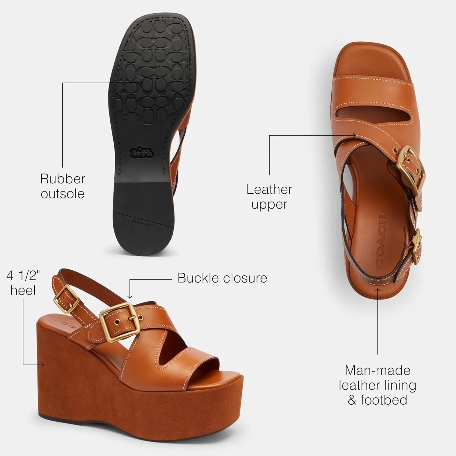 Coach Women's Archival Buckle Wedge Platform