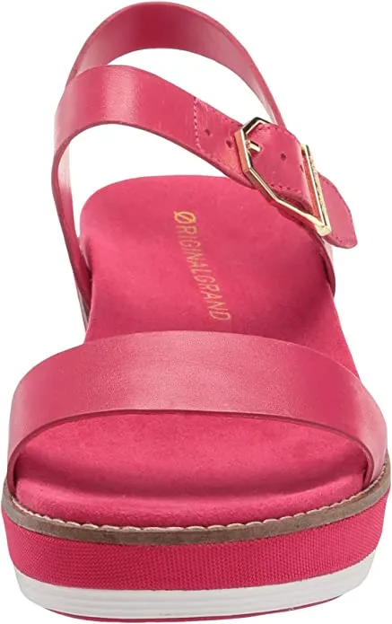 Cole Haan Women's ORIGINALGRAND Flatform Sandal, Bright Berry Leather/Nylon Wedge, 8.5