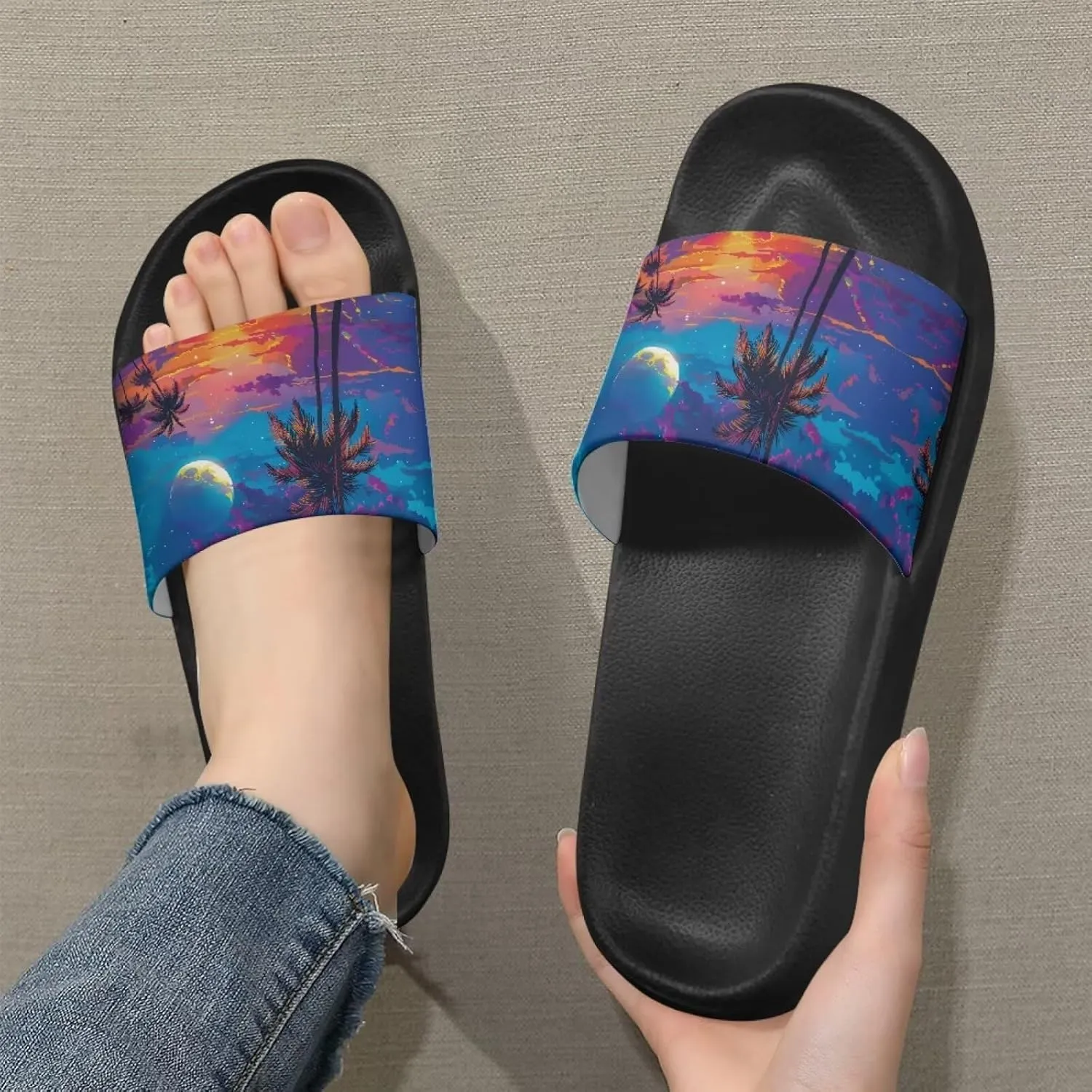 Coloranimal Slippers for Women Slide Sandals Summer Beach Sandals Non Slip Womens Slippers Shower Shoes Comfortable Beach Shoes for Summer