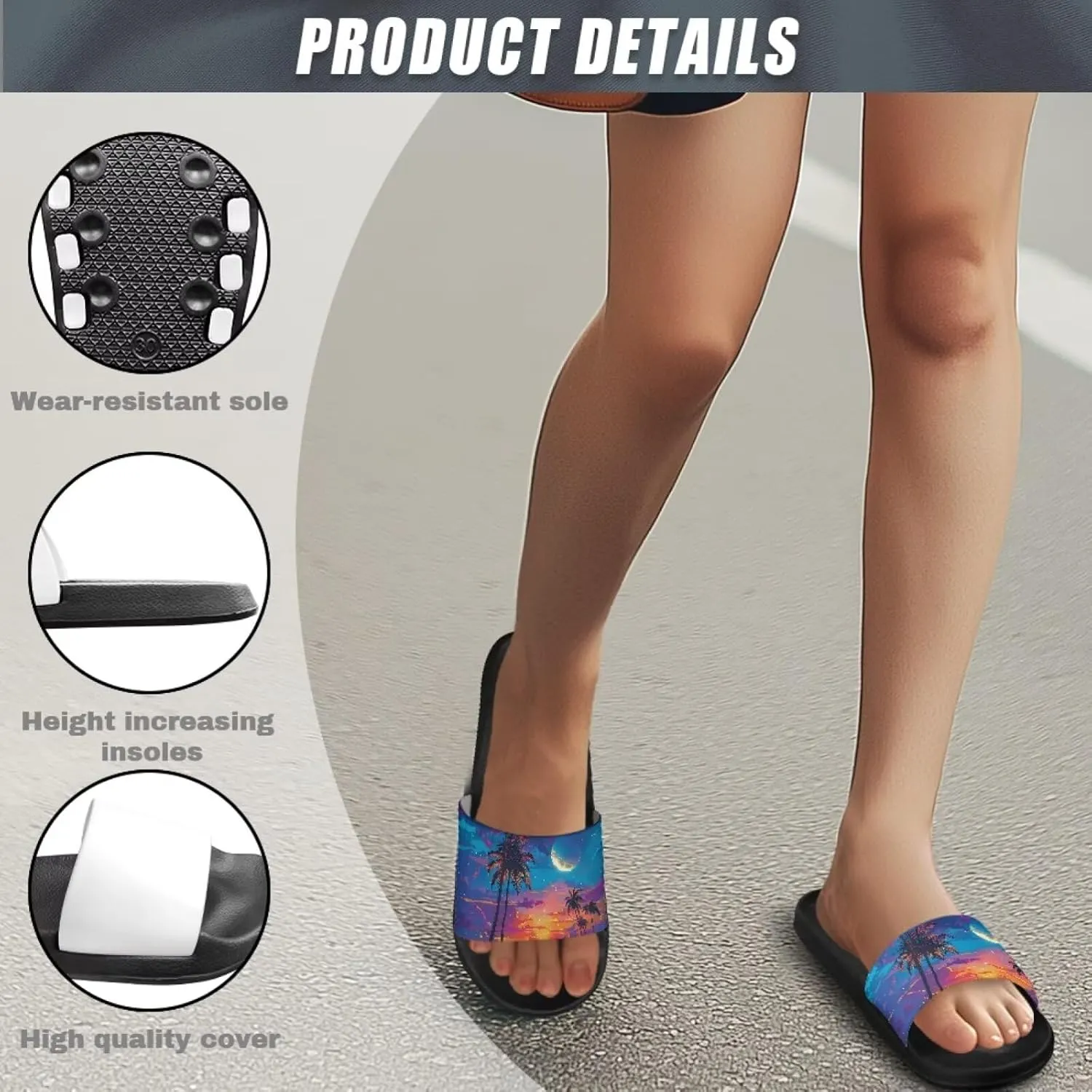 Coloranimal Slippers for Women Slide Sandals Summer Beach Sandals Non Slip Womens Slippers Shower Shoes Comfortable Beach Shoes for Summer