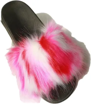 Colorful Fuzzy Slippers Cocktail Matching Fashion for Women Non Slip Quick Drying Shower Slides Cool Bathroom Soft Ultra Cushion thick sole Sandal