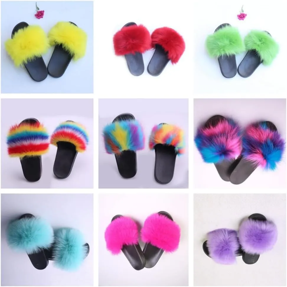 Colorful Fuzzy Slippers Cocktail Matching Fashion for Women Non Slip Quick Drying Shower Slides Cool Bathroom Soft Ultra Cushion thick sole Sandal