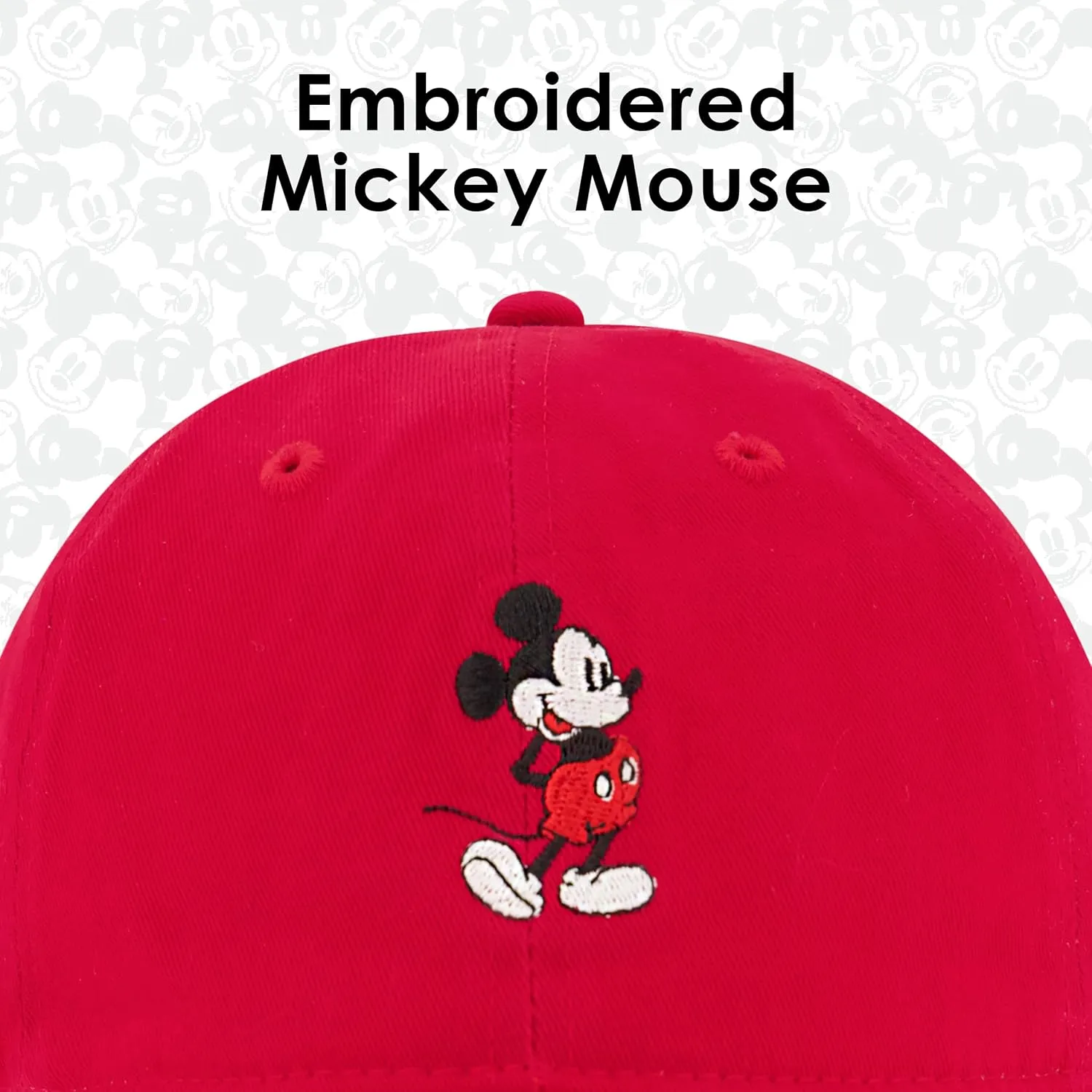 Concept One Disney Mickey Mouse Embroidered Cotton Adjustable Dad Hat with Curved Brim