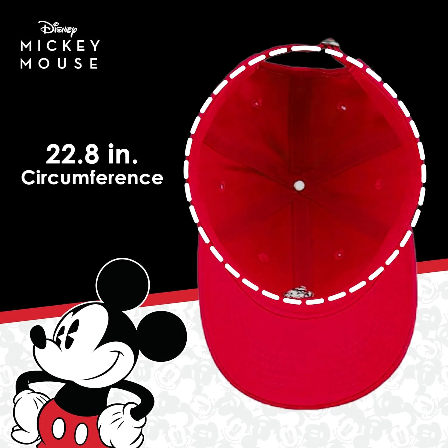 Concept One Disney Mickey Mouse Embroidered Cotton Adjustable Dad Hat with Curved Brim