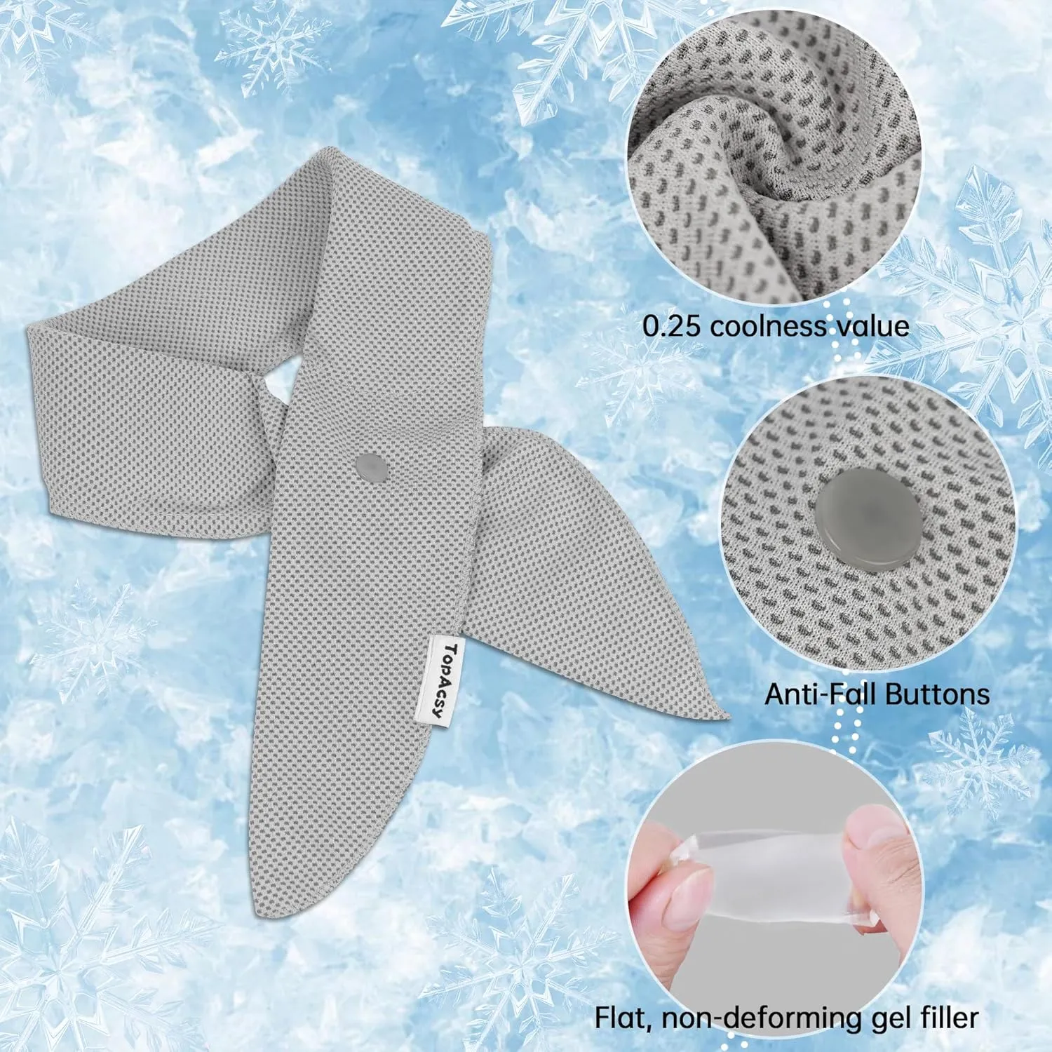 Cooling neck wraps, neck coolers for hot weather, headbands, with long lasting gel and full wrap fabrics, 2 packs