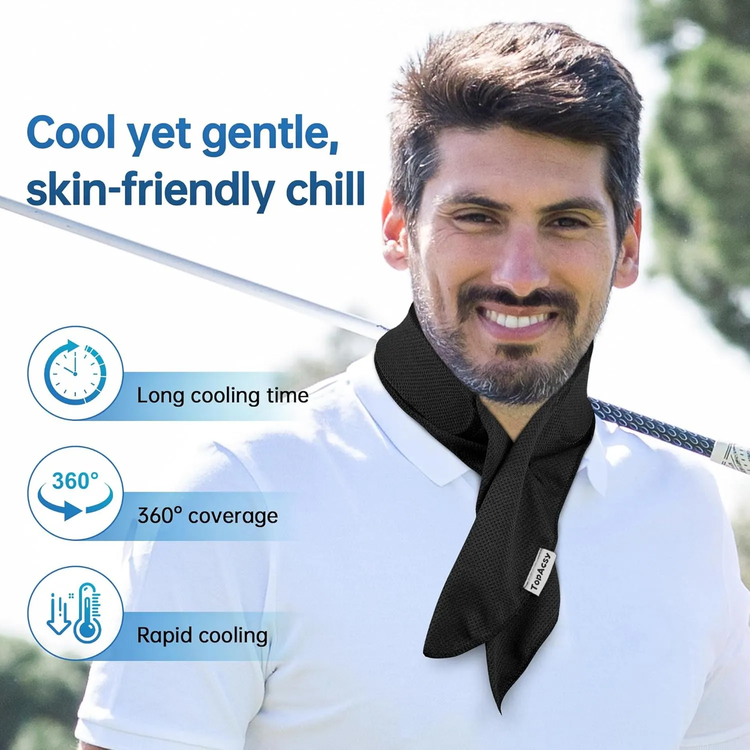 Cooling neck wraps, neck coolers for hot weather, headbands, with long lasting gel and full wrap fabrics, 2 packs