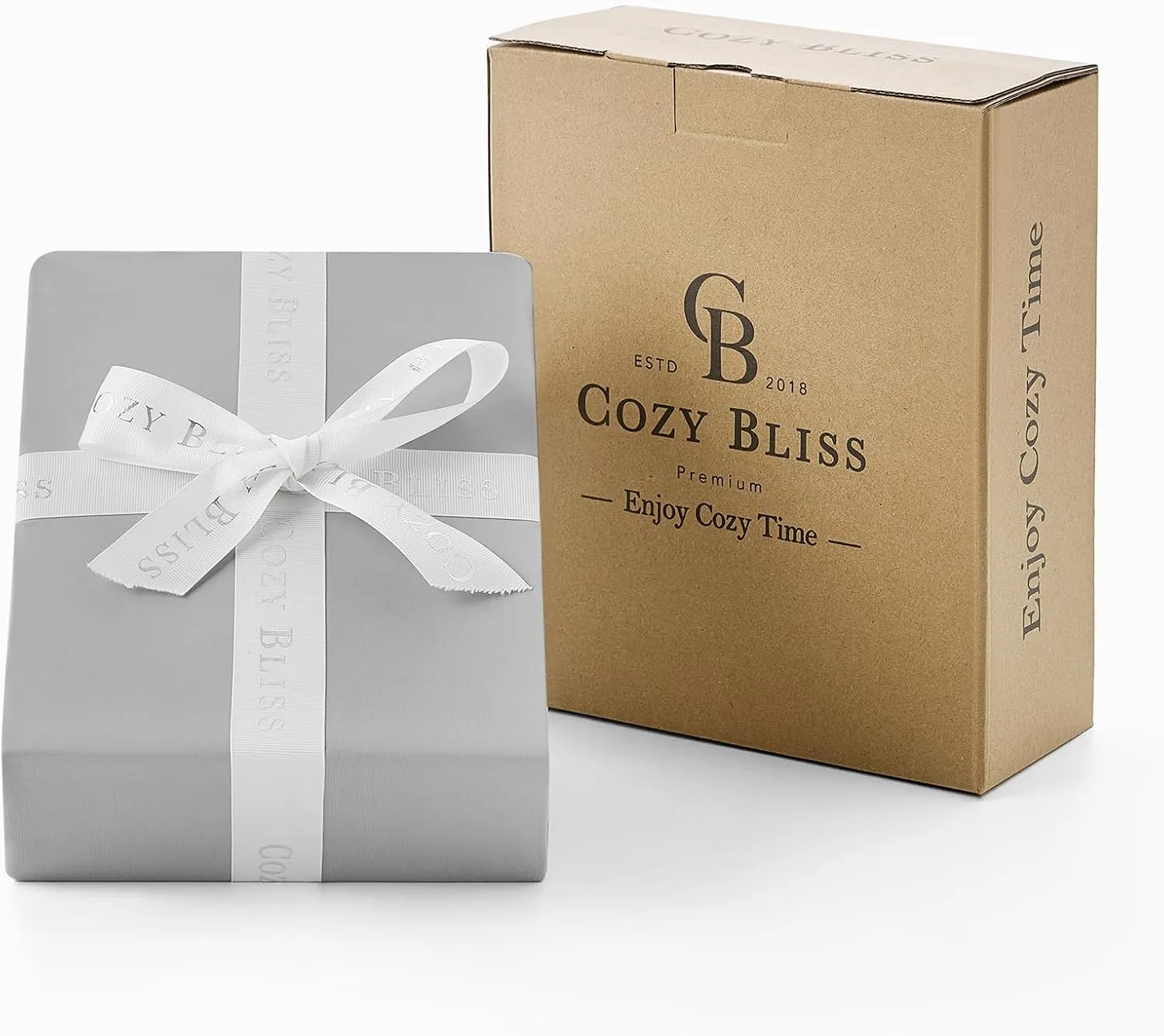 Cozy Bliss Cooling Sheet Set King Size, Q-Max>0.4, 3PCS No Flat Sheet with 2 Pillowcases, Breathable Fitted Sheet for Hot Sleepers & Night Sweats, Deep Pocket Up to 15 Inches, Light Grey