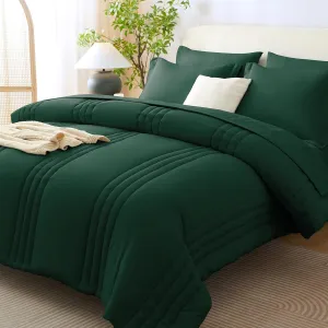 CozyLux Queen Comforter Set - 7 Pieces Bed in a Bag Emerald Green Comforters Queen Size Bed Set, Soft Bedding Set with All Seasons Comforter, Sheets, Pillowcases & Shams