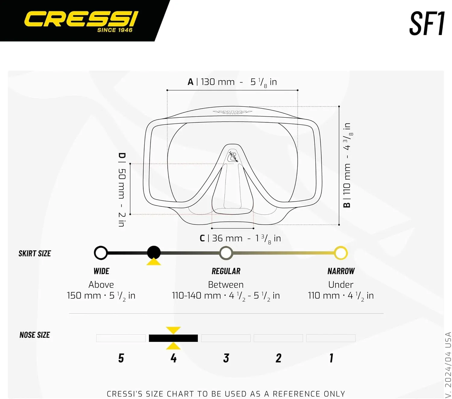 Cressi Frameless Adult Scuba Diving Mask: Wide Visibility, Silicone Skirt: SF1 : Quality Since 1946
