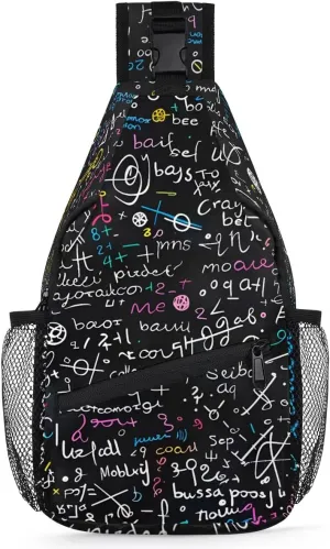 Crossbody Sling Bag for Women Men Education Colorful Blackboard Fanny Pack Shoulder Bag Waterproof Anti Theft Bulk Chest Bag Running Hiking Athletic Trainer Travel Camping Outdoor Casual Crossbody Bag