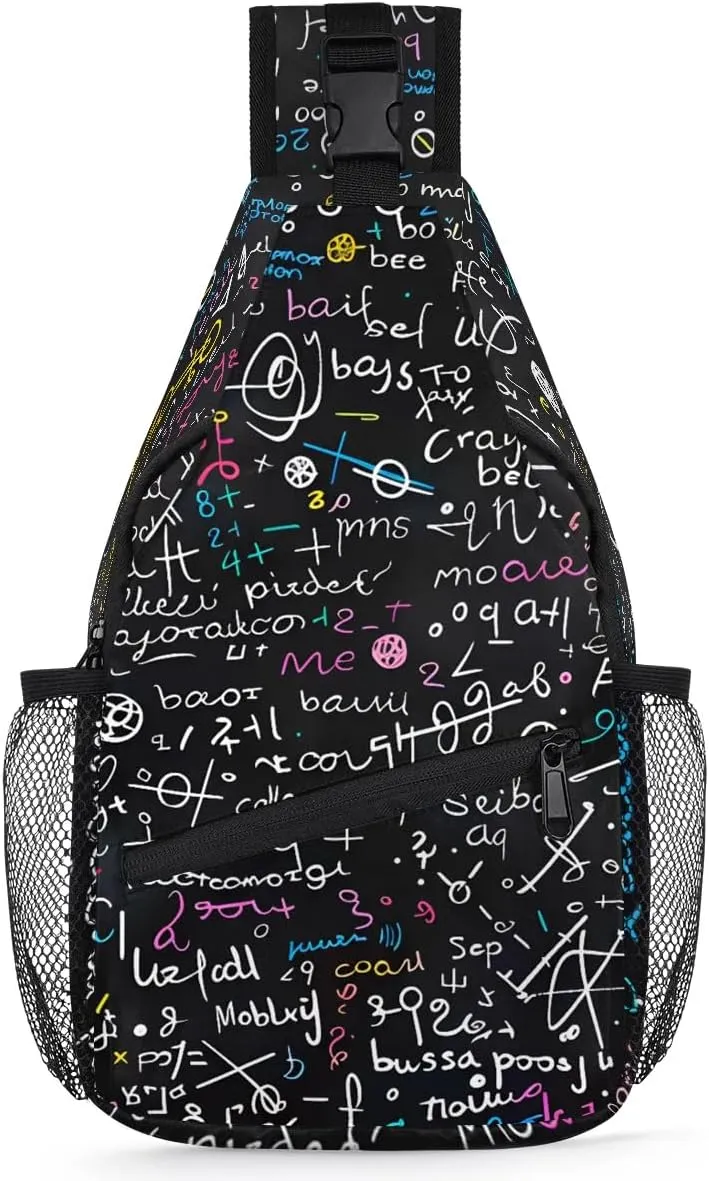 Crossbody Sling Bag for Women Men Education Colorful Blackboard Fanny Pack Shoulder Bag Waterproof Anti Theft Bulk Chest Bag Running Hiking Athletic Trainer Travel Camping Outdoor Casual Crossbody Bag