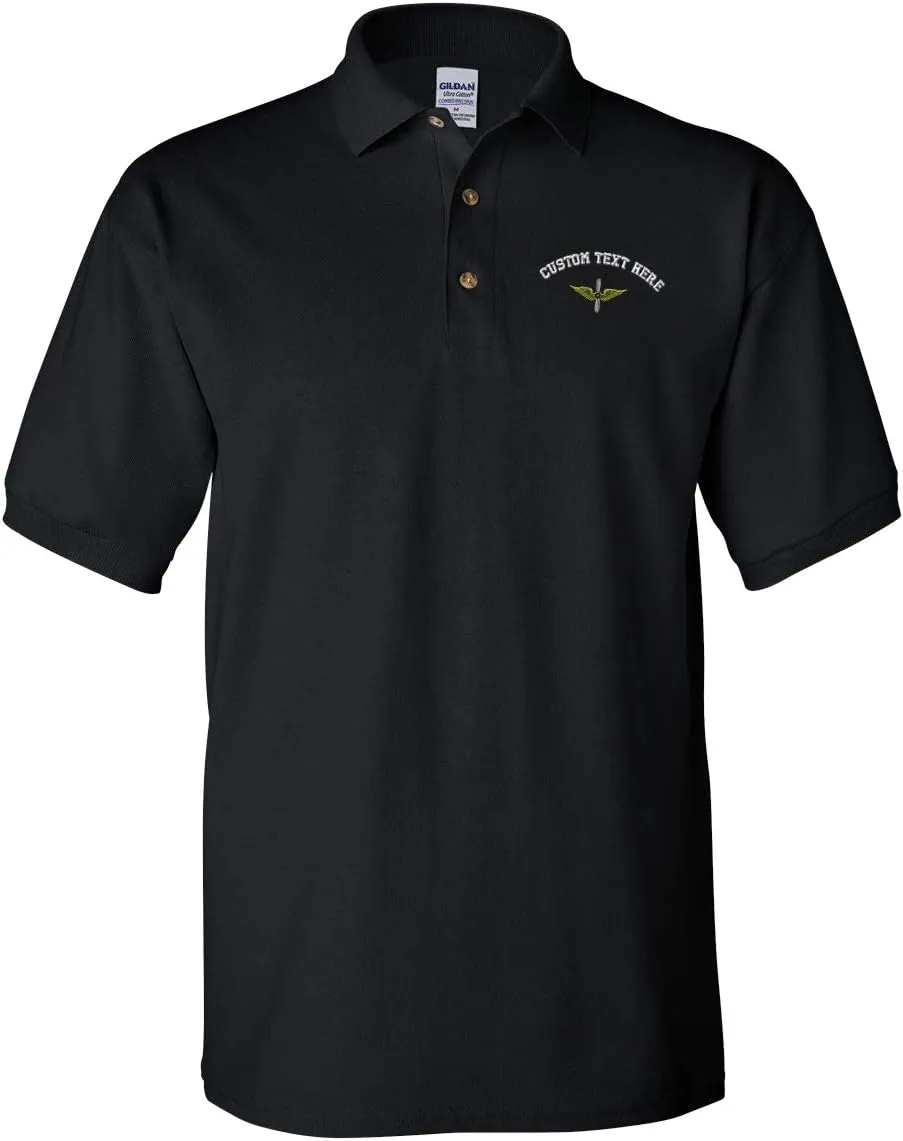 Custom Polo Shirt Army Aviation Embroidery Design Cotton Golf Shirt for Men
