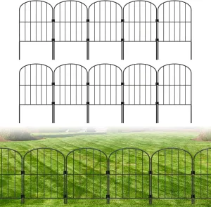 Decorative Garden Fence 10 Pack Animal Barrier Fence 10ft (L) x 24in (H) Rustproof Metal Wire Section Edging Fencing Panel for Outdoor Yard Landscape Patio, Arched