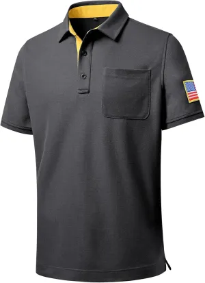 DEOLAX Mens Polo Shirts Performance Moisture Wicking Mens Tactics Polo Shirts Short Sleeve with Pocket