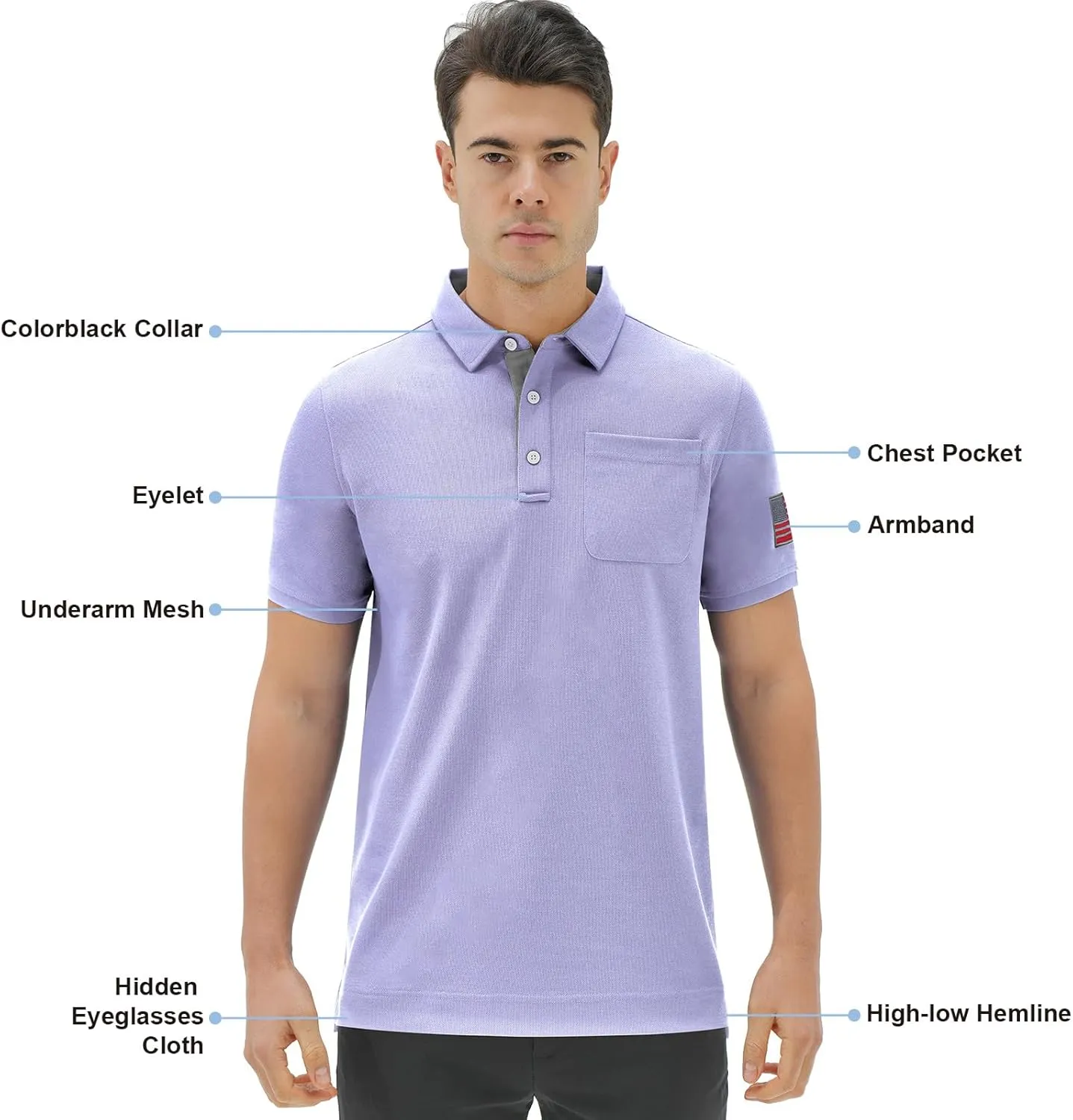 DEOLAX Mens Polo Shirts Performance Moisture Wicking Mens Tactics Polo Shirts Short Sleeve with Pocket