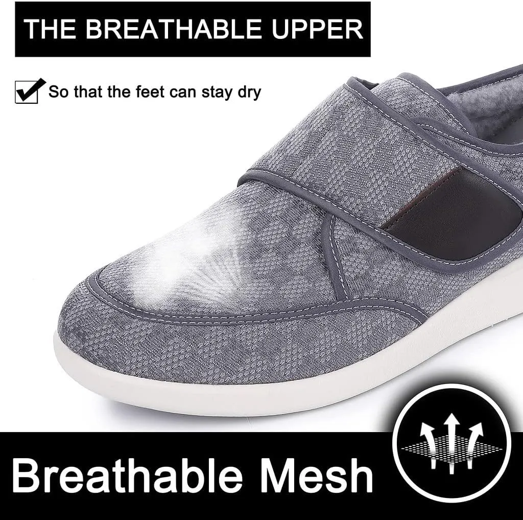 Diabetic Shoes for Men, Wide Width Elderly Men's Shoes, Adjustable Closure Lightweight Breathable, Swollen Feet Walking Edema Sneakers