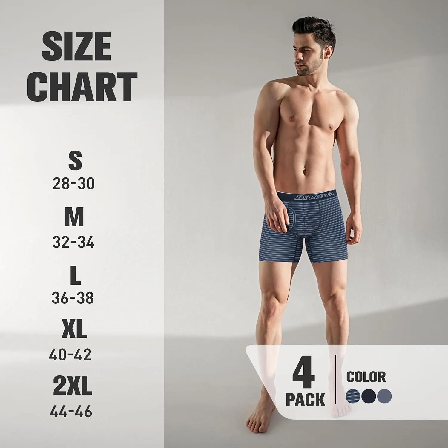 Dickies Mens Underwear 4 Pack Microfiber boxer briefs for men