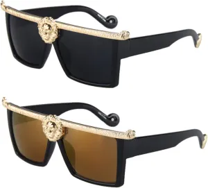 Dollger Square Oversized Sunglasses Flat Top Thick Plastic Super Dark Gangster Luxury Shades 57mm