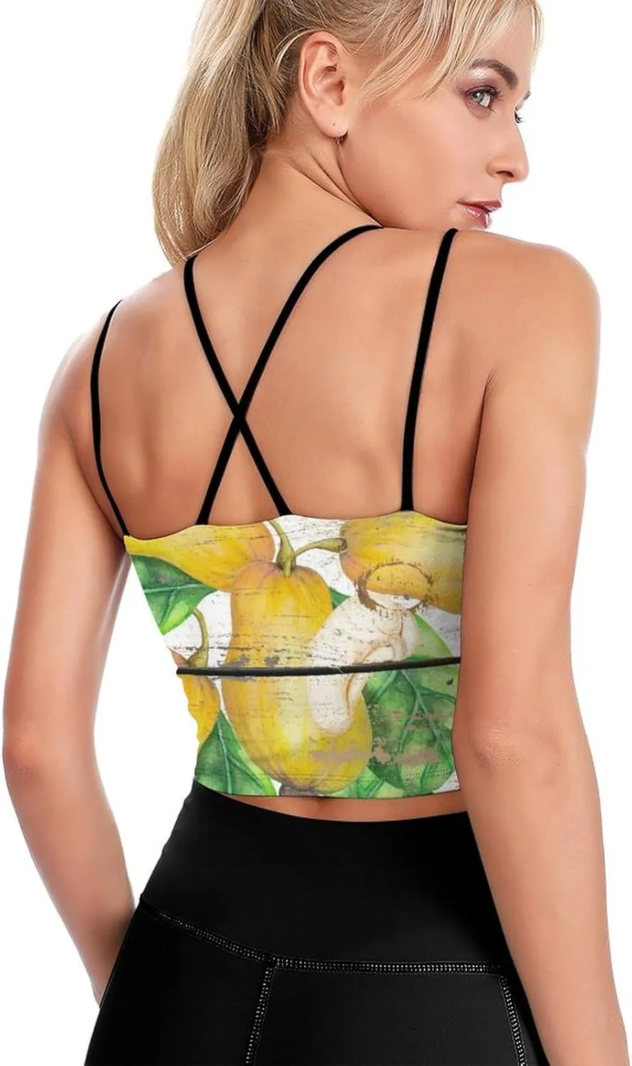 Donnapink Women Sports Bra, Crisscross Back Padded Camisole Tank Top Shirts (S-2XL)
