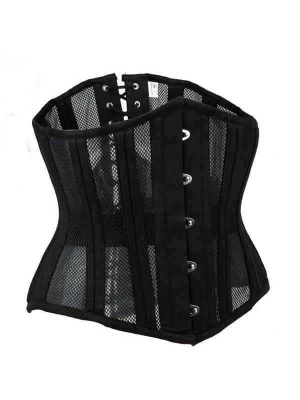 Double Steel Boned Breathable 26 Waist Training Mesh Underbust Black Corset
