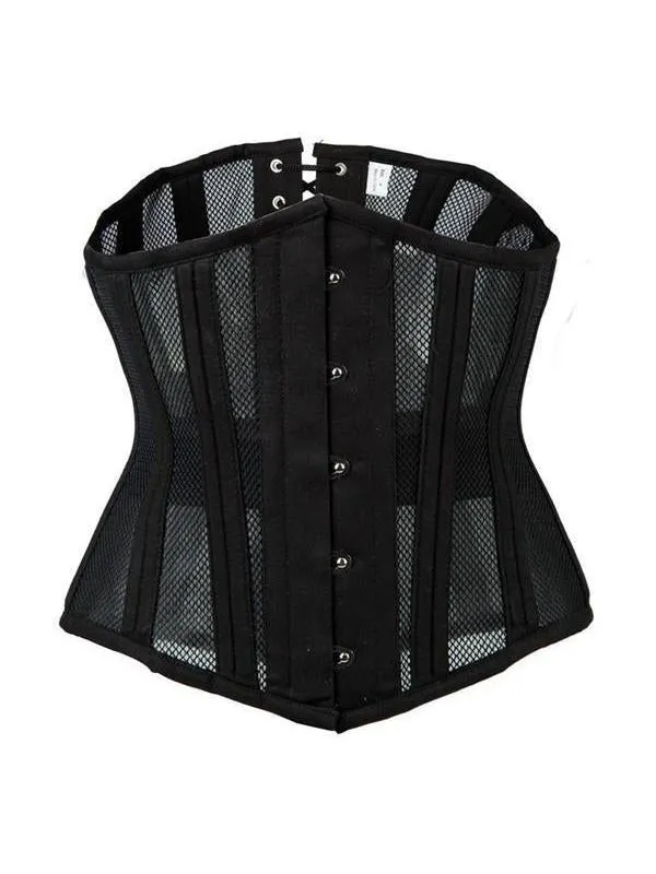 Double Steel Boned Breathable 26 Waist Training Mesh Underbust Black Corset