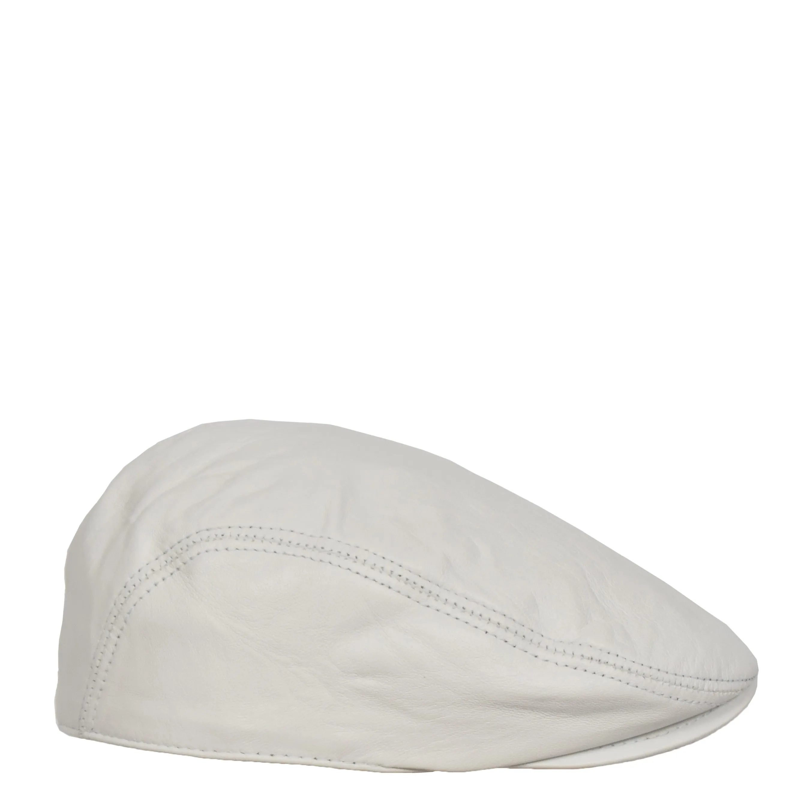 DR397 Soft Leather Classic Flat Cap White