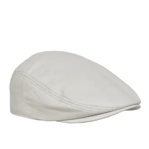 DR397 Soft Leather Classic Flat Cap White