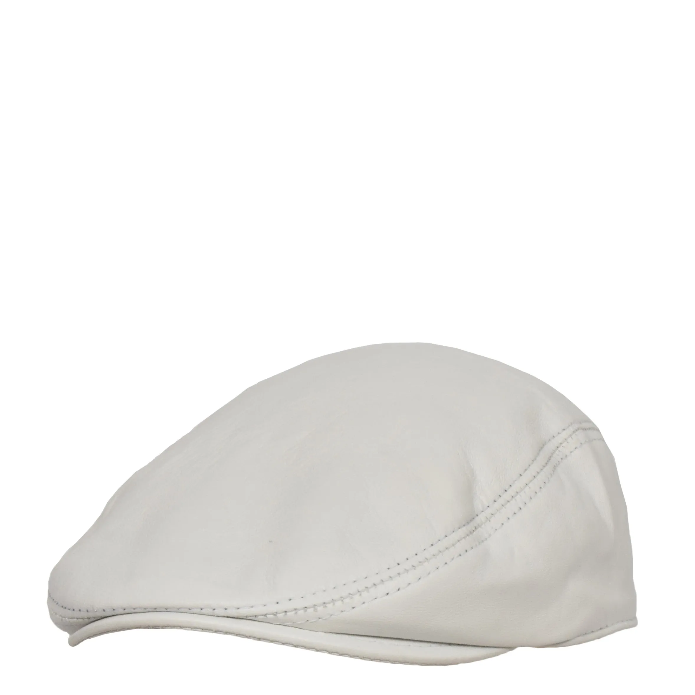 DR397 Soft Leather Classic Flat Cap White