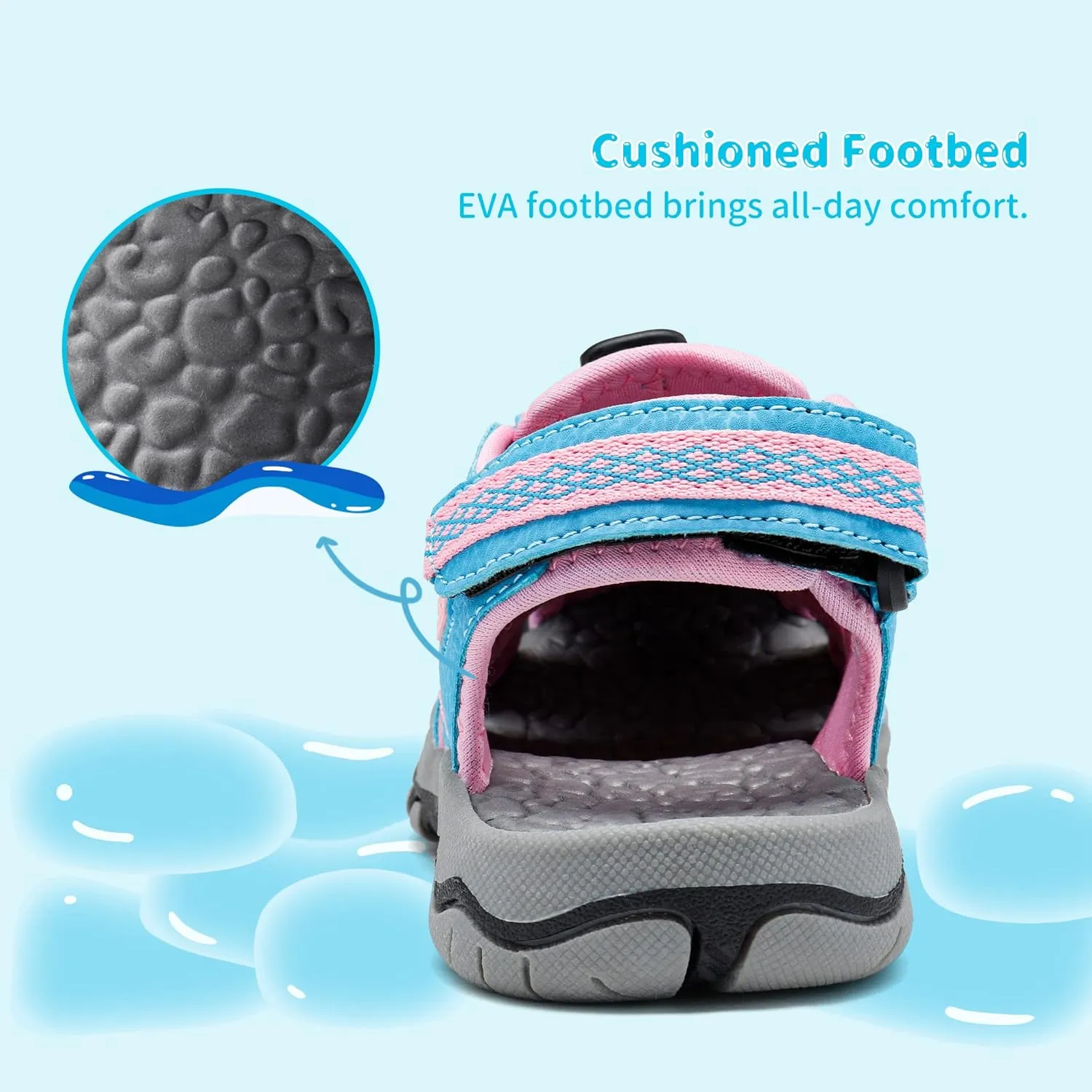 DREAM PAIRS Boys Girls Summer Outdoor Athletic Sport Sandals Walking Hiking Hook and Loop Adjustable Multicolor for Toddler/Little/Big Kids
