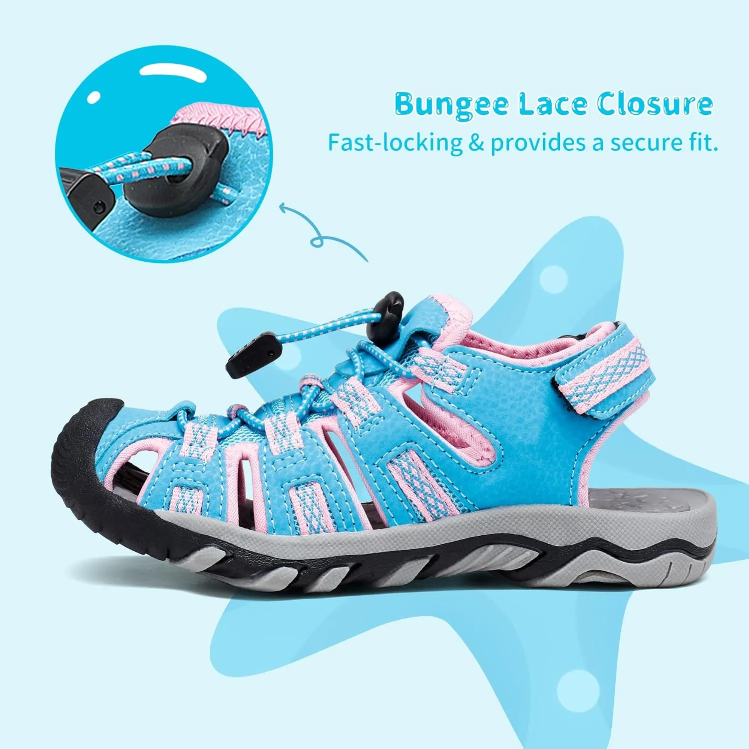 DREAM PAIRS Boys Girls Summer Outdoor Athletic Sport Sandals Walking Hiking Hook and Loop Adjustable Multicolor for Toddler/Little/Big Kids