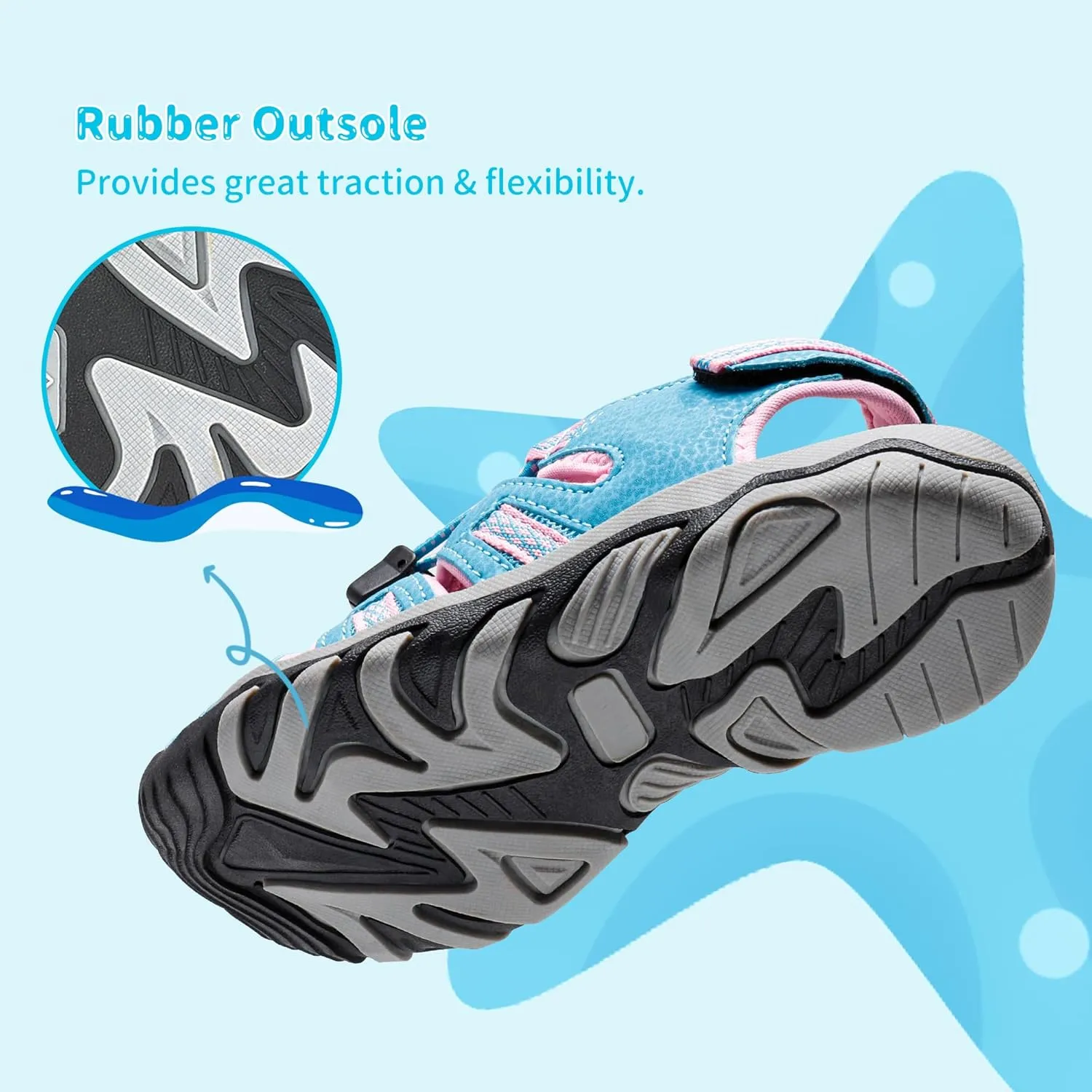 DREAM PAIRS Boys Girls Summer Outdoor Athletic Sport Sandals Walking Hiking Hook and Loop Adjustable Multicolor for Toddler/Little/Big Kids