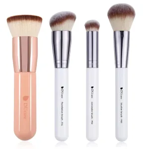 DUcare 4pcs Flat Top Kabuki Foundation Brush, Synthetic Professional Liquid Blending Mineral Powder Makeup Tools