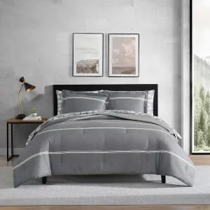 Eddie Bauer - Queen Comforter Set, Super Soft Bedding Set with Matching Sham(s) & Pillowcase(s), Oeko-Tex Certified (Chevron & Stripes Grey, Queen)