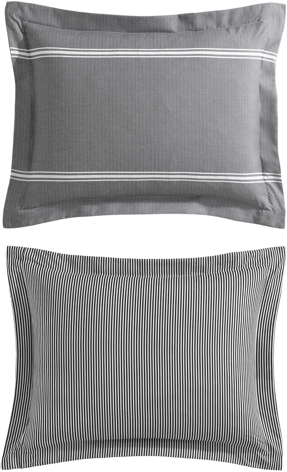 Eddie Bauer - Queen Comforter Set, Super Soft Bedding Set with Matching Sham(s) & Pillowcase(s), Oeko-Tex Certified (Chevron & Stripes Grey, Queen)