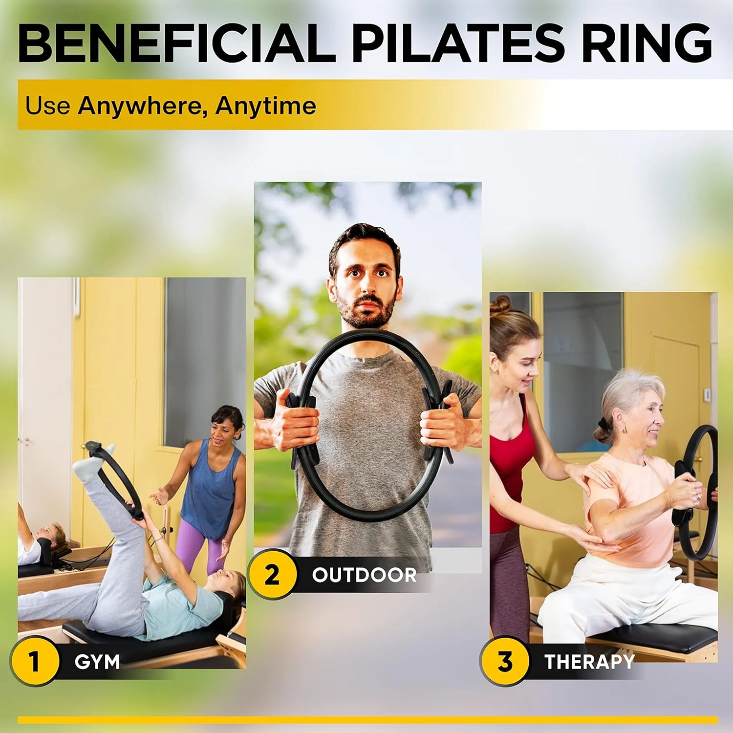 eleabro Sports 13 inch &14 inch Pilates Ring Circle - Magic Circle -with A1 Size Workout Poster, Inner Thigh Exercise Ring, Ideal for All Heights-Yoga Ring Fitness Ring with Soft Handles
