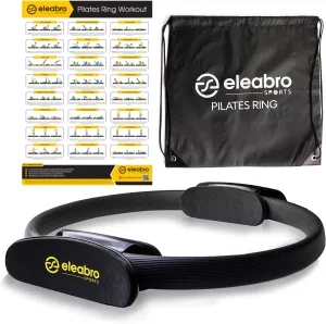 eleabro Sports 13 inch &14 inch Pilates Ring Circle - Magic Circle -with A1 Size Workout Poster, Inner Thigh Exercise Ring, Ideal for All Heights-Yoga Ring Fitness Ring with Soft Handles