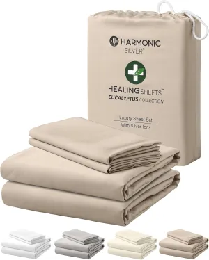 Eucalyptus Collection King Size Sheet w/Silver Ions | 100% Tencel | Ultra Soft | Cooling for Hot Sleepers | 18" Deep Pocket [Dune]